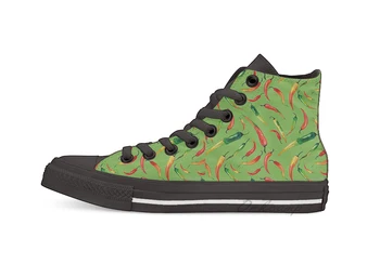 

Chilli pattern green Novelty Design High Top Canvas Custom Shoes flat Casual shoes Drop Shipping