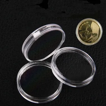 

10pcs 25mm Clear Round Boxed Lighthouse Coin Holder plastic Capsules Coin Box Display Cases Coin Plastic Storage Capsules Holder