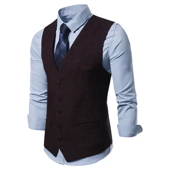 

In the autumn of 2019 the new leisure fashion vest men's code to pure color stitching v-neck suit vest