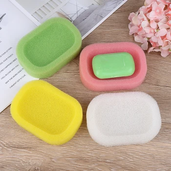 

1pcs Candy Color Sponge Soap Dishes Plate Bathroom Hardware Soap Mat Bathroom Decoration Random