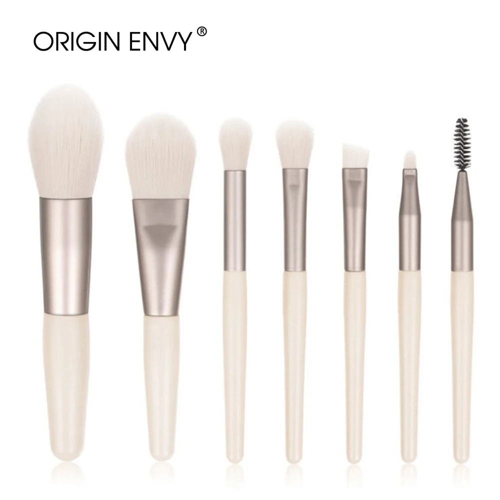 ORIGIN ENVY 7Pcs Makeup Brushes Foundation Brush Wooden Handle Soft Hair Makeup Set Brush Portable Beauty Tool Beauty