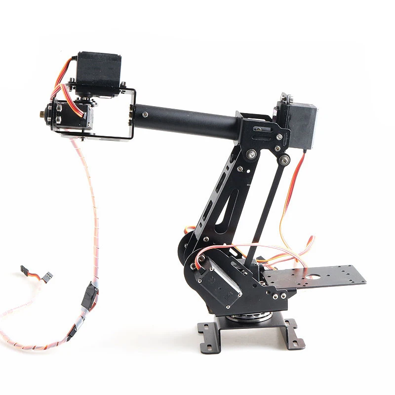 Большая рука робота DIY 6 DOF, материал из алюминиевого сплава, два рулевого механизма, приложение с открытым исходным кодом и управление PS2, вращающееся на 360 градусов основание