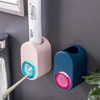 

Toothpaste Squeezers Automatic Dispenser Holder Wall Mounted for Washroom Bathroom Accessories Set Dust-proof Toothbrush Tools