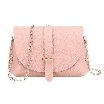 

Females PU small shoulder bag Solid chain simple soft across-body bag Fashion Lady Cover Purse Mobile phone Messenger Bag A40