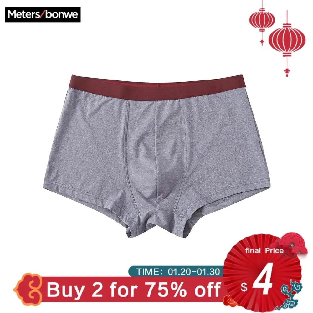 Online Metersbonwe Boxer ropa interior para hombre bragas de modal para hombre bragas puras ropa interior cómoda Boxer ropa de casa Cuecas de Color sólido