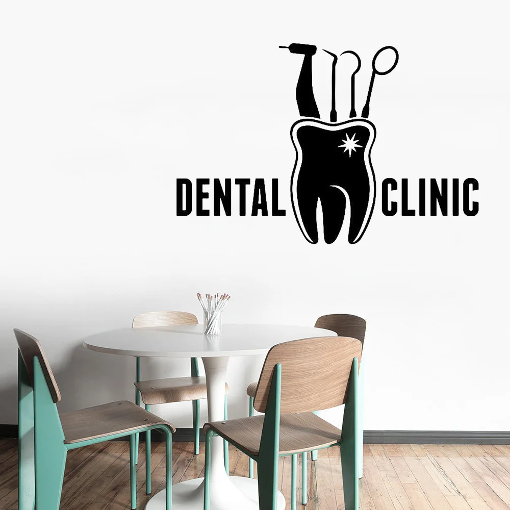 Dental Clinic Sign Wall Sticker Decal Design Dentist Vinyl Window Sticker Decor 