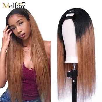 

1B/27 U Part Wig Straight Human Hair Wigs For Black Women Middle U Shape Wigs 150% Density Ombre Glueless Lace Wigs