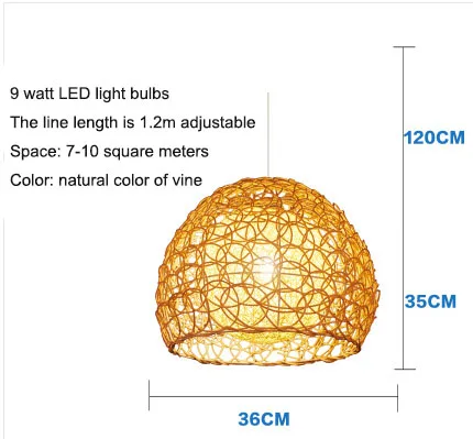 Светодиодный Люстра из ротанга круглый Птичье гнездо дом соломенная шляпа бамбуковая лампа креативный пасторальный винтажный Балкон ресторан люстра светильник - Цвет корпуса: Double model 36CM