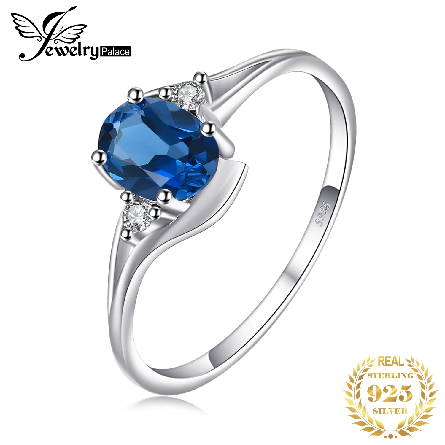 Jewelrypalace Овальный 0.9ct Природные Лондон Голубой топаз Solitaire Обручение кольцо