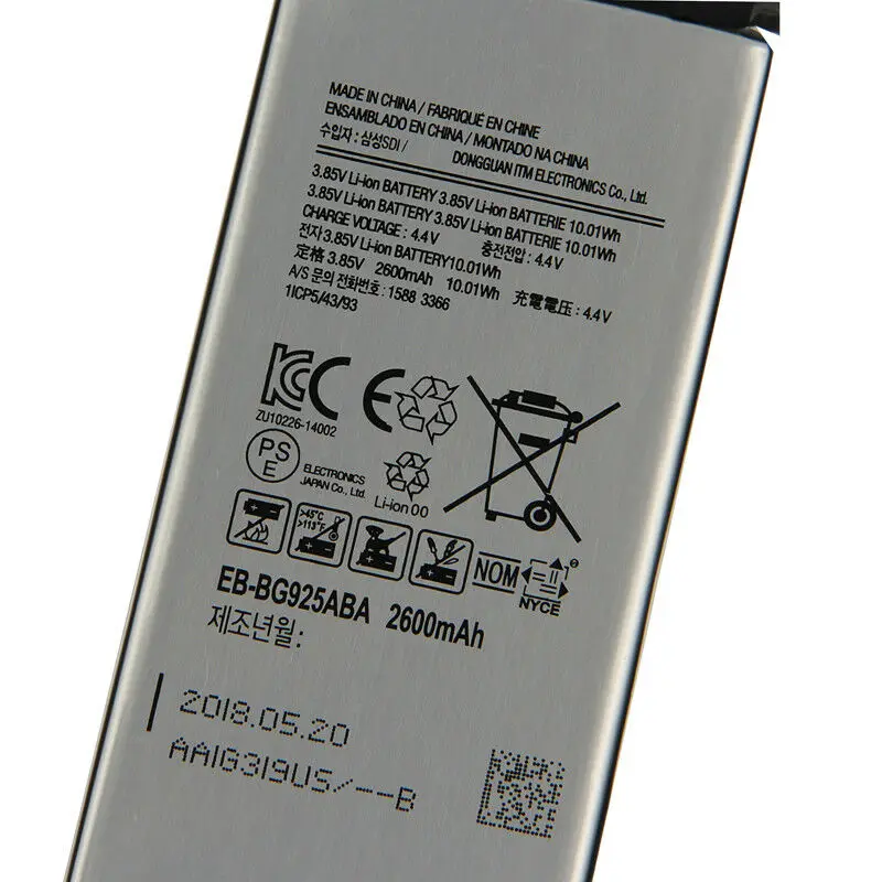 EB-BG925ABE 2600 мА/ч, Батарея для samsung GALAXY S6 край G9250 G925FQ G925F G925S S6Edge G925V G925A Батарея