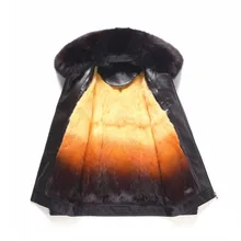 Зимняя Теплая мужская куртка из искусственной кожи высокого качества с подкладкой из натурального меха кролика, Воротник из натурального Лисьего меха, плотное приталенное пальто 4XL