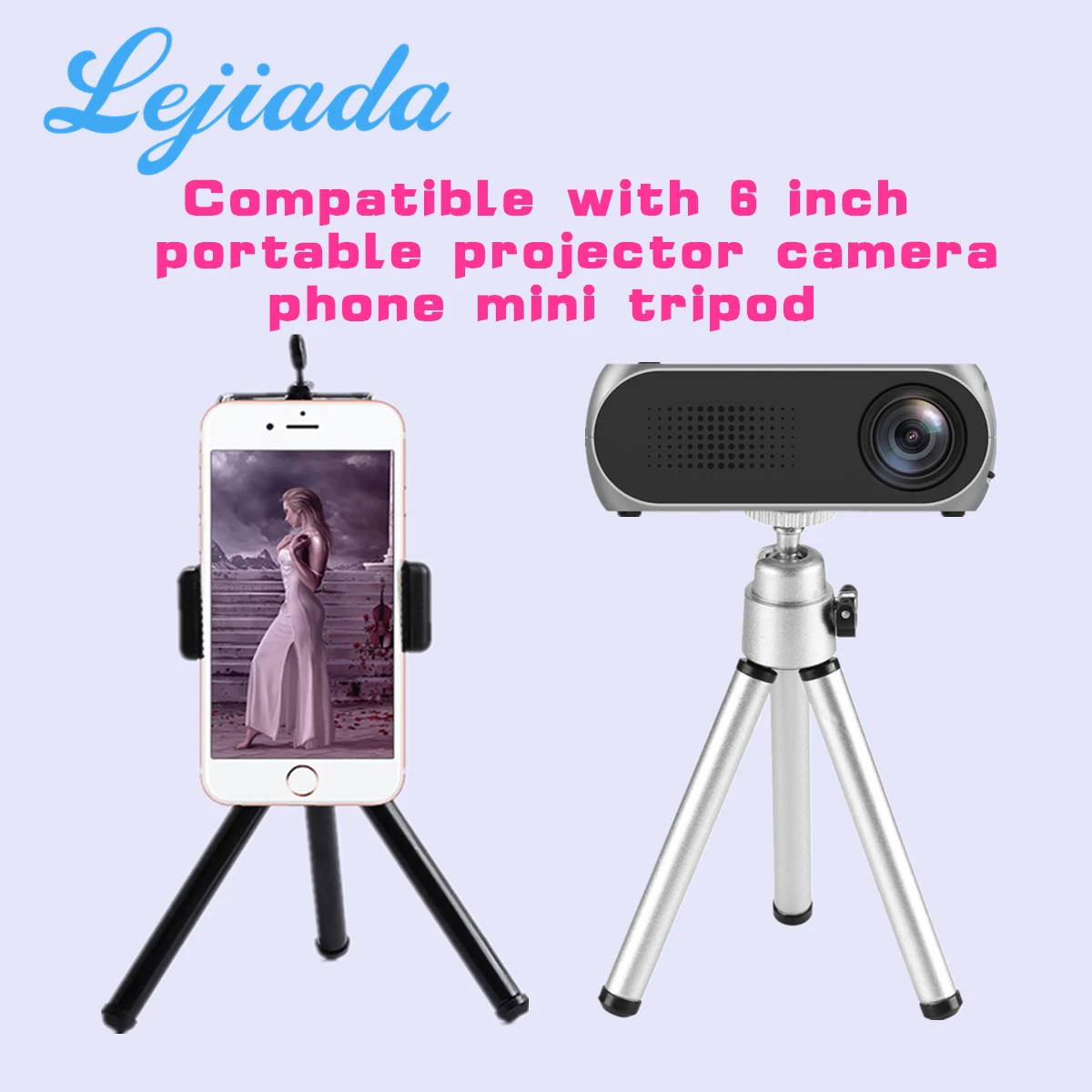 

LEJIADA 6 inches compatible portable projector mini tripod camera phone YG300,YG320,L1,Q2 YG200 YG310 814 T200 Etc Stable Stand