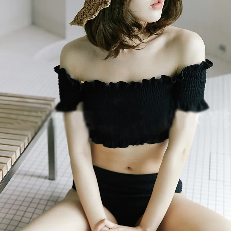 

Europe And America Bikini Bathing Suit Women's Sexy Split Type Hipster Underwire Push up Frilled Two-Piece Swimwear