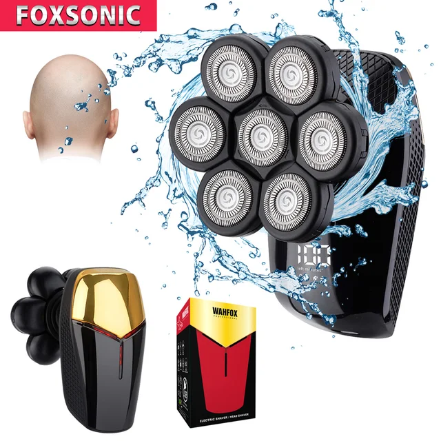 FOXSONIC New Shaver For Men 7D Independently 7 Cutter Floating Head Waterproof Electric Razor Multifunction Trimmer For Men Machine With Box