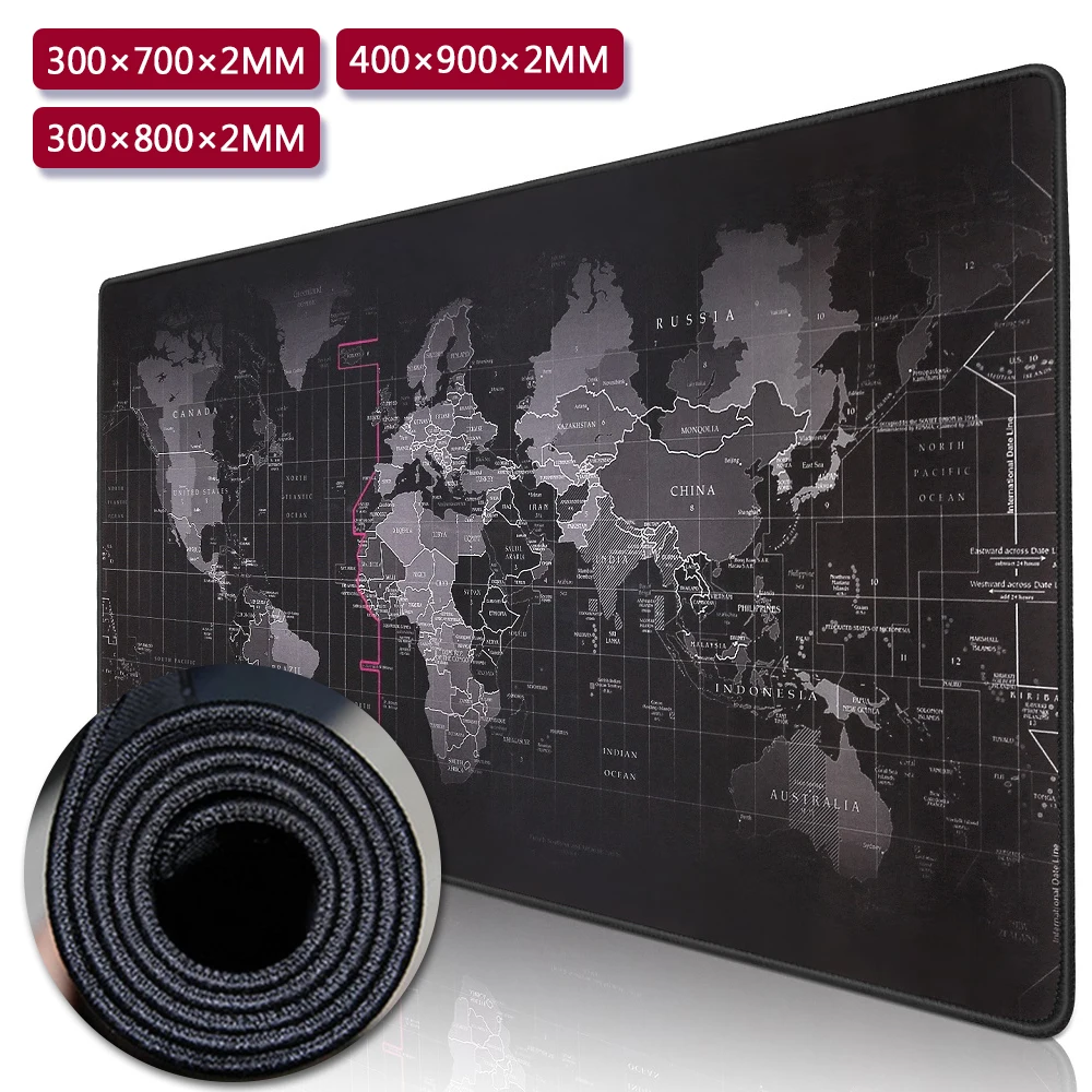 

Mouse Pad S/M/L World Map Gaming Mouse keyboard Mat Wide Large Design Cute Desk Mat Black Absorbent Rubber Computer Mouse-Pad