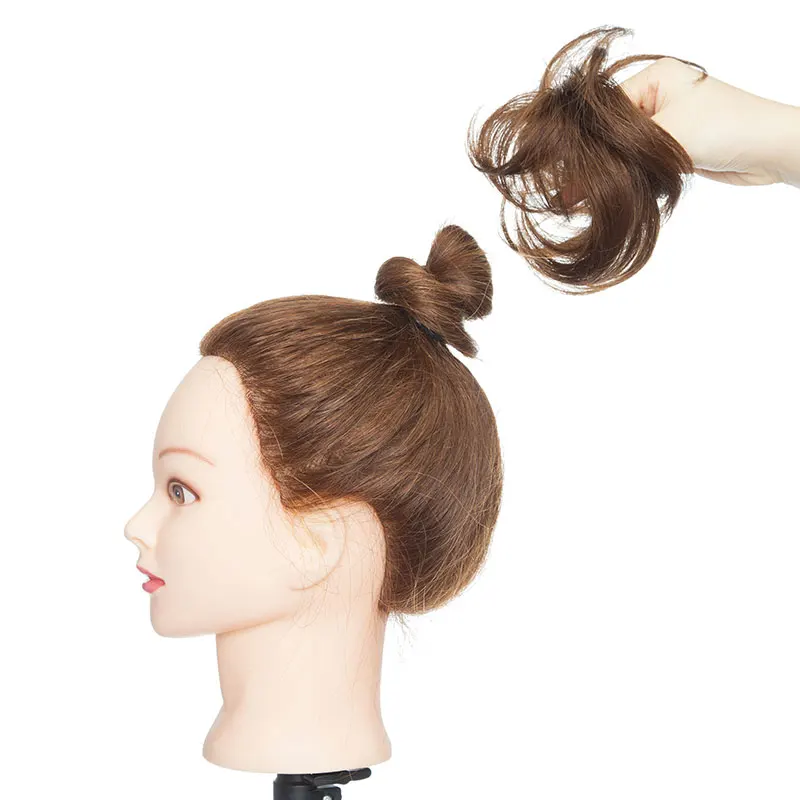 sego European Human Hair Non-Remy Rubber Band Chignon 23g Black Brown Natural Dount Chignon 6 Colors 100% Human Hair Pure Color