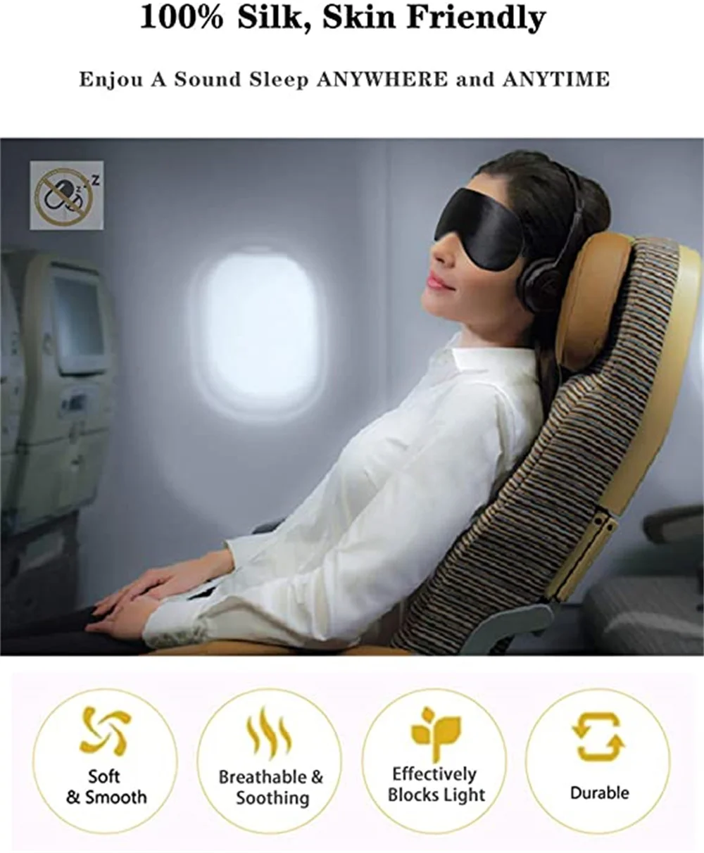 19 Mulberry 100% Natural Silk Sleep Eye Mask Sleeping Comfortable Super Soft Eye Shade Cover With Adjustable Strap Blindfold 2