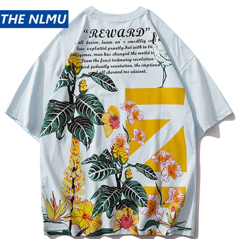 

2020 New Streetwear T Shirt Men Hip Hop Flowers Print Tshirt Short Sleeve Summer T-Shirt Cotton Fashion Tops Tees HT85