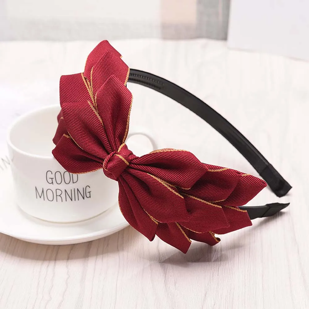 

Korean Bow Hairband Solid Color Headband for Women Lady Spring Summer Handmade Bowknot Hair Hoop Hair Accessories