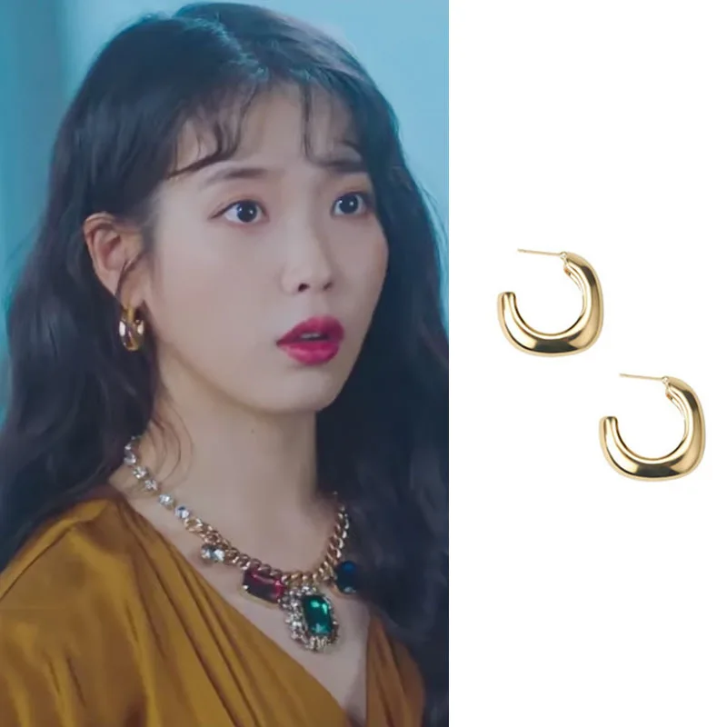 DEL LUNA отель IU корейский ТВ звезда геометрические металлические серьги-гвоздики для женщин элегантные милые Pendientes ювелирные изделия