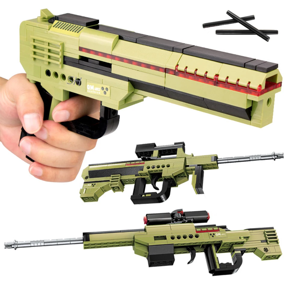 

Three Modes Technical Gun Model Building Blocks Set Assembly DIY Weapon Shooting Game Bricks City Gun Toys For Children