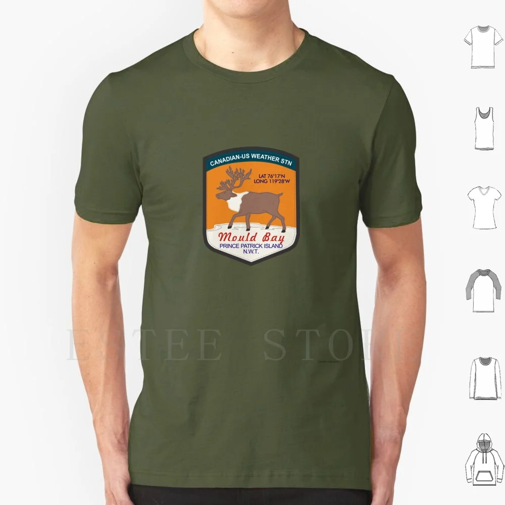 Camiseta de algodón para hombres, camisa de la estación meteorológica de Mould Bay, molde para DIY estampado, Isla del Príncipe de la bahía, países del Norte, Clima Ártico alto