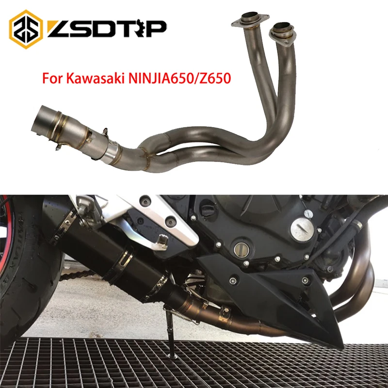 ZSDTRP для Kawasaki Ninjia650 Z650- мотоцикл из нержавеющей стали полная средняя система труба Соединительный глушитель