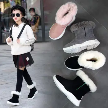 

fashion Winter Boy Girls Snow Boots thick plush children Outdoor Waterproof Boots with baby warmToddler Kid Anti-slip snow Shoes