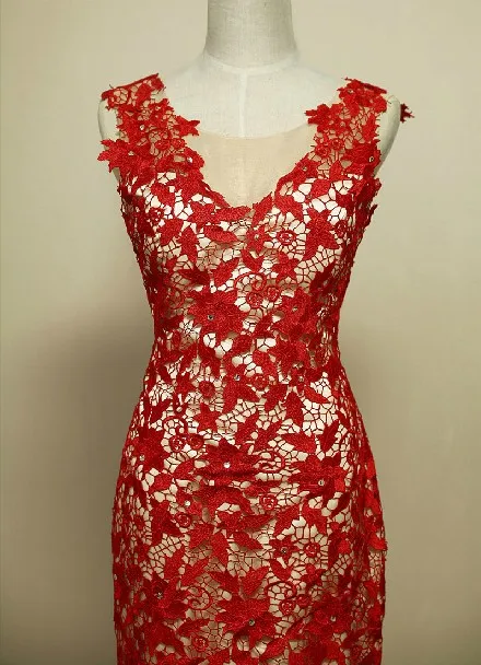 Реальные фотографии; robe de soiree vestido de festa longo невесты кружева официальная Вечеринка платье для матери невесты платья - Цвет: Красный