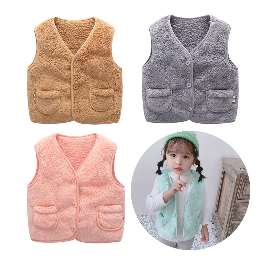 

Children Vest Fur Outerwear Jacket Spring Autumn Waistcoat Thick Warm Kid Coat Sleeveless Baby Girl Boy Toddler Casual Clothing