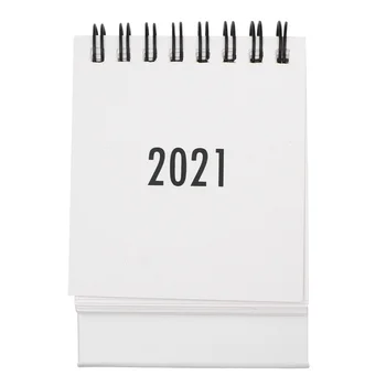 

Mini 2021 Desktop Calendar Foldable Coil Calendar Home Office School Desk Decoration Memo Gifts (2020.7-2021.12, White)
