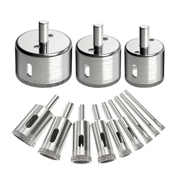 

12Pcs Diamond Drill Bits Glass Tile Hole Saw Bits Set, Hollow Core Drill Bits, Extractor Remover Hole Saws for Glass, Ceramics