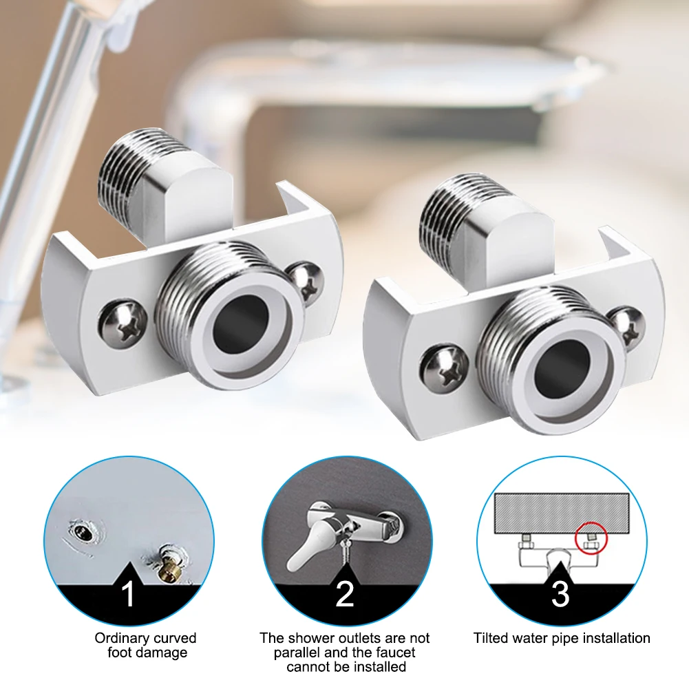 2pcs Universal Home Hotel Angle Replacement Parts Lengthen Widening Wall Mounted Shower Faucet Adapter Width Adjustable