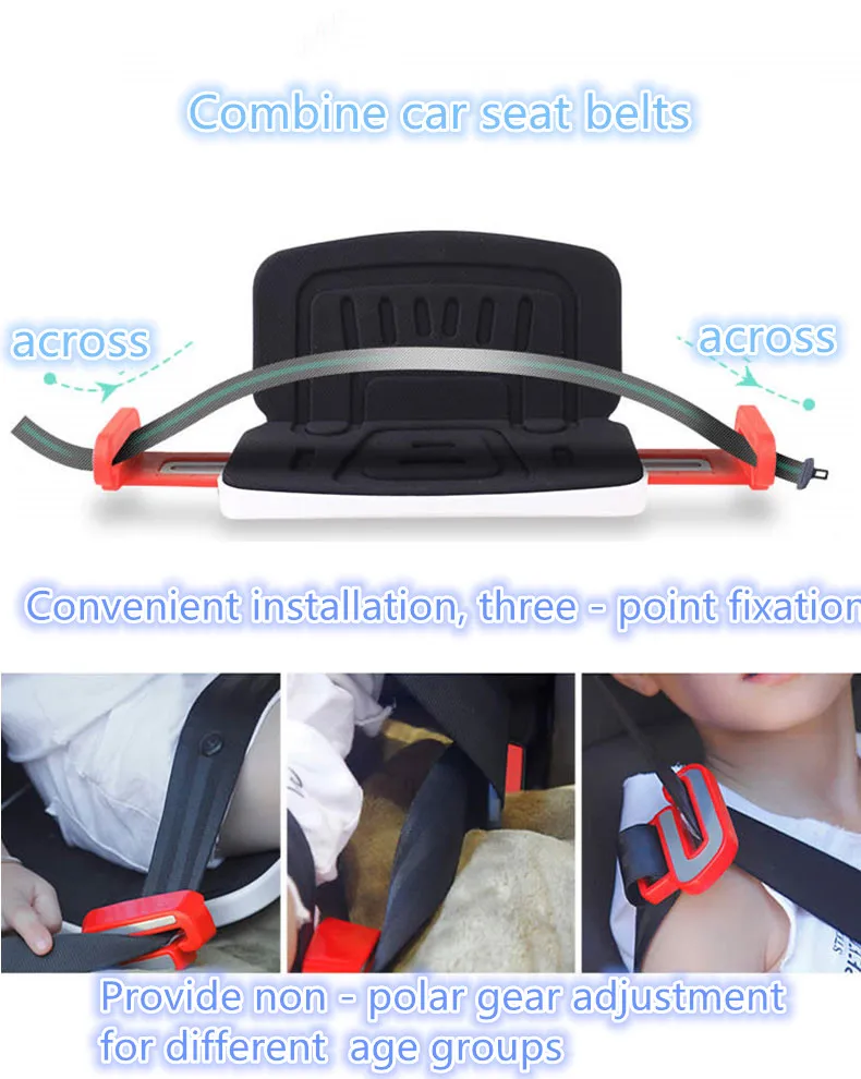 Foldable Child Safety Seat Baby Toddler Booster Seat Cushion Three-point Safety Harness Kids Travel Portable Car Safety Seats images - 6