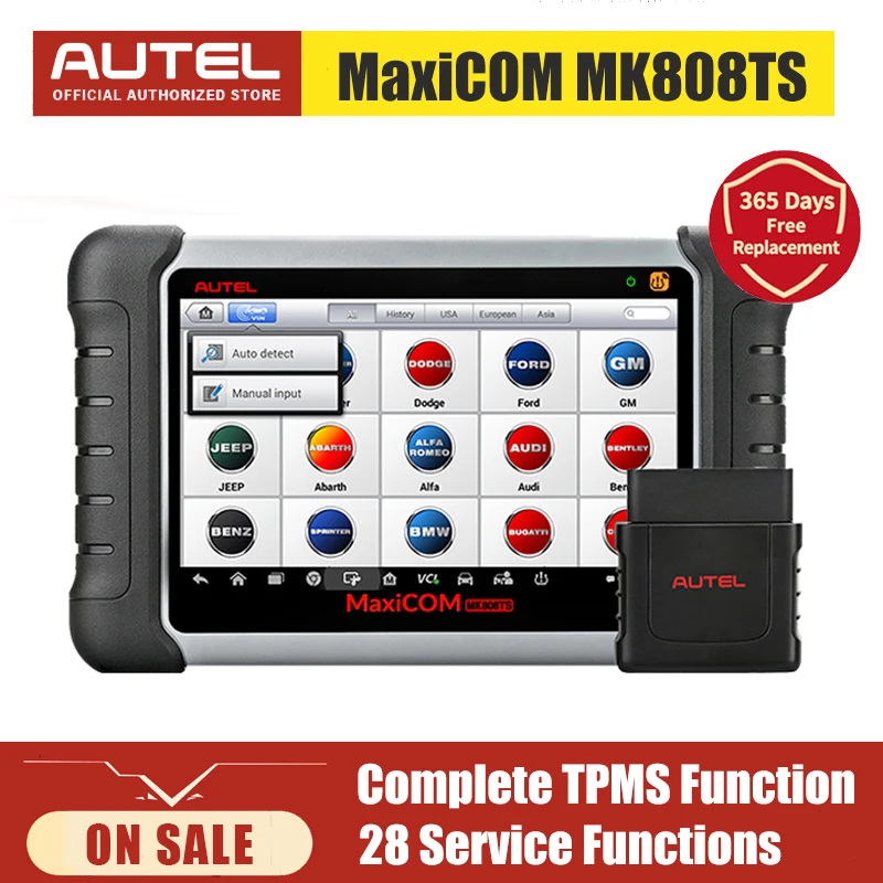 Autel MaxiCOM-herramienta de diagnóstico automotriz MK808TS, autoescáner OBD2, todos los sistemas, TPMS, ABS, Airbag, SAS, aceite, DPF, EPB