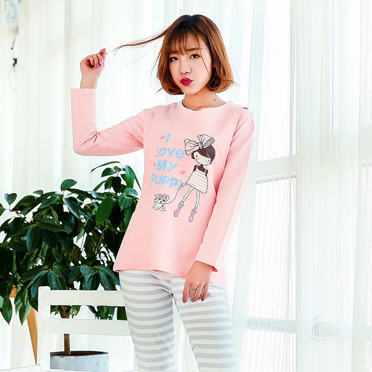 

Hot Sales Hot Selling Pregnant Women Nursing Shirt Korean-style Autumn Long Sleeve Pure Cotton Solid Color Nursing Plus-sized