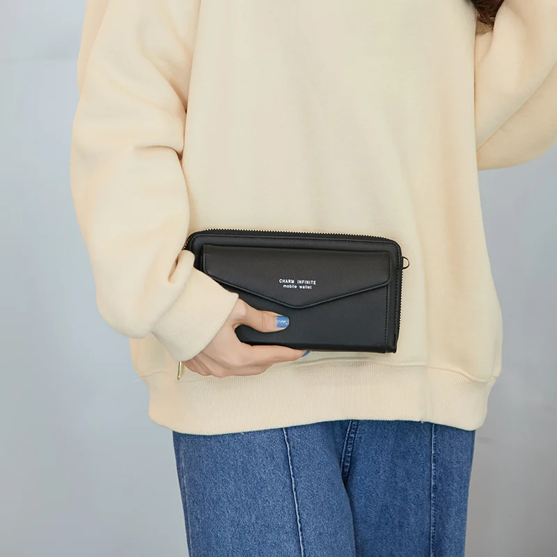 New RFID Anti-theft Brush Female Wallet Fashion Touch Screen Mobile Phone Ladies Bag Women Long Messenger Single Shoulder Wallet