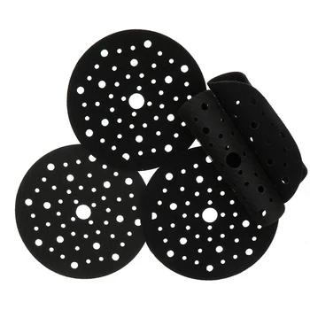 

150mm 53 Holes Soft Interface Flocking Pad Sponge Grinding Buffering Orbital Sander Disc Attachment Abrasive Tools