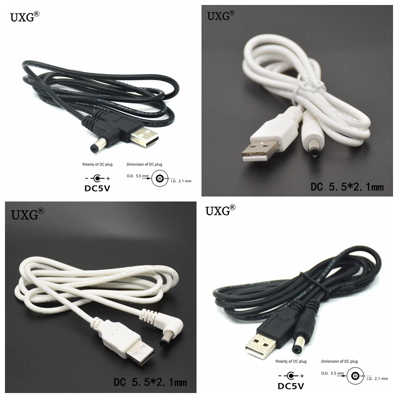 DC Мощность Подключите USB преобразовать в 5 5*2 1 мм/DC 5x2 мм Цвет: белый черный L Форма