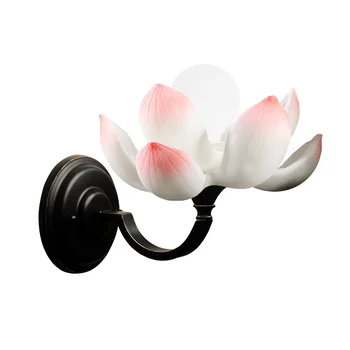 

Southeast Asia Lotus Wall Lamp Creative Balcony Aisle Chinese Style Living Room Bedroom Iron Bedside Lamp Zen Flower Wall Lamps