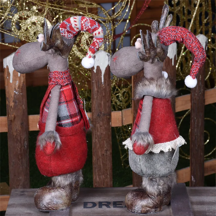 Рождественские украшения для дома, куклы красного лося, свадьба, год, Рождественский Декор, милые фигурки, сидящие игрушки, детский праздничный подарок, керст