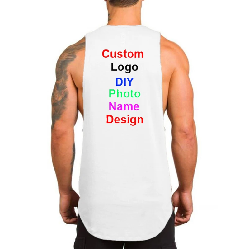 Design Brand Logo/Picture Custom Mens Tank Top Workout Gym Clothing Bodybuilding Fitness Singlets Sleeveless Vest  Shirt Men men tank tops bodybuilding tank tops fitness workout gyms sleeveless vest men undershirt summer fitness o neck tank top 2021