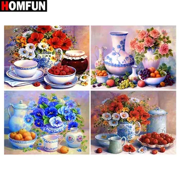 

HOMFUN Diamond painting "Flower porcelain" Full Square/Round Drill Wall Decor Inlaid Resin Embroidery Craft Cross stitch