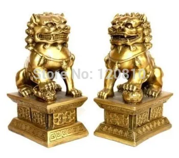 

pair of tibet brass statue foo dogs/Lions