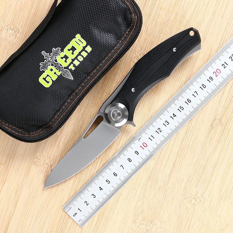 Тактический складной нож GREEN THORN с шарикоподшипником лезвие D2 титан + рукоятка G10