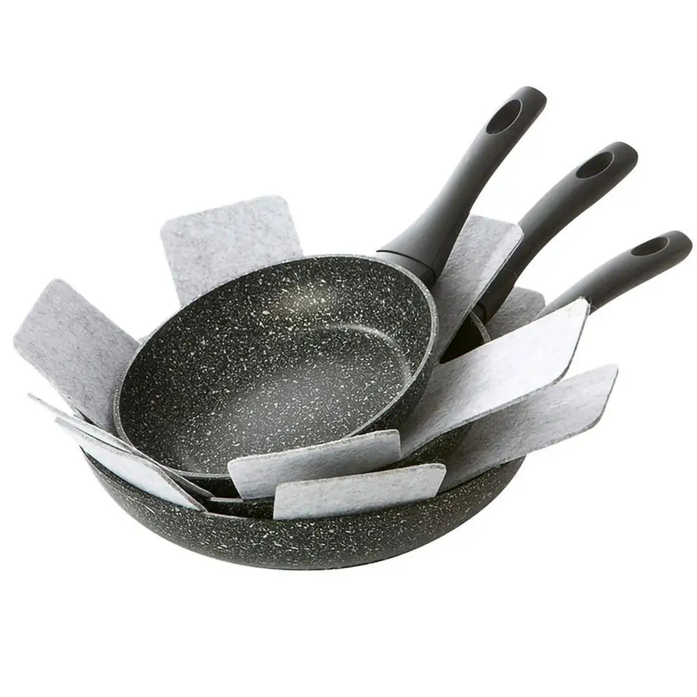 

12pcs/set Print Premium Divider Pads to Prevent Scratching Separate Protect Surfaces For Cookware Pot & Pan Protectors Gray