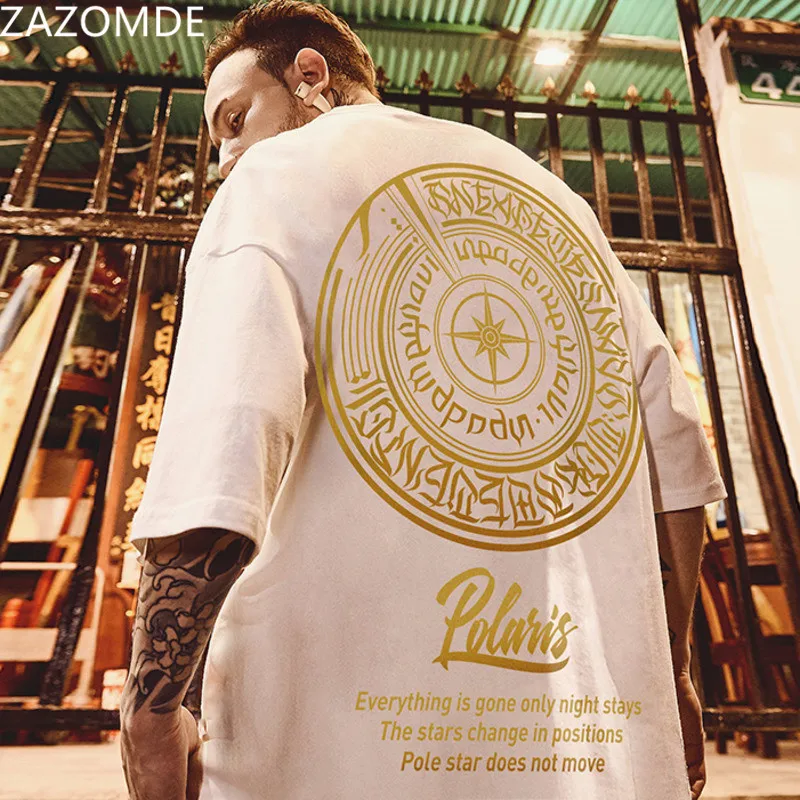 ZAZOMDE 2022 New High Street T Shirt Streetwear Men Hip Hop Printed T-Shirts Summer Hot Sale Harajuku Cotton Tee Male Loose Tops