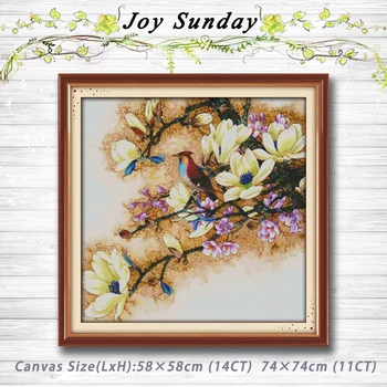 

Beautiful yulan magnolia Flowers Patterns Counted Cross Stitch 11CT 14CT Cross Stitch Sets Handmade Embroidery for Needlework