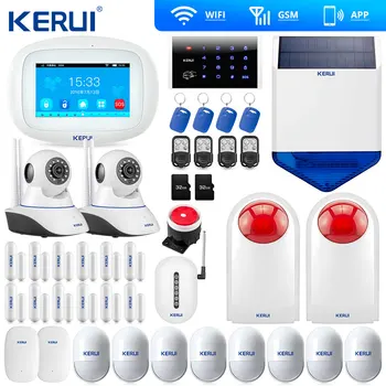 

KERUI K52 WIFI GSM Alarm System ISO Android App Remote Control Home Alarm Security Solar Siren RFID Wifi Camera Signal Repeater