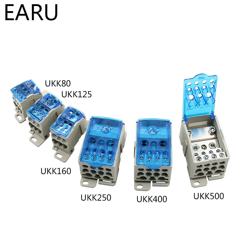 

UKK80A 125A 160A 250A 400A 500A Terminal Block 1 in many Out Din Rail Distribution Box Universal Electric Wire Connector Heavy
